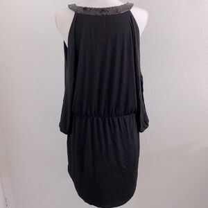 Guess Black Open Sleeved Mini Dress w/ Sequined Neckline Size XS